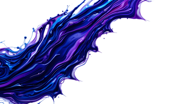 Bold purple and blue paint streaks across a black backdrop creating dynamic flow and abstract design, suitable for backgrounds.