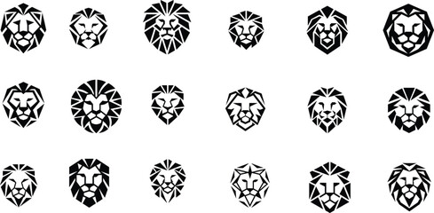 Lion black and white vector  icon