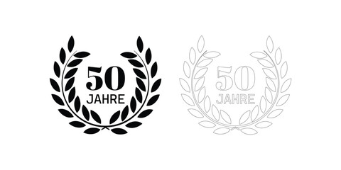 Vector art of a laurel wreath with the number 50 isolated on white background