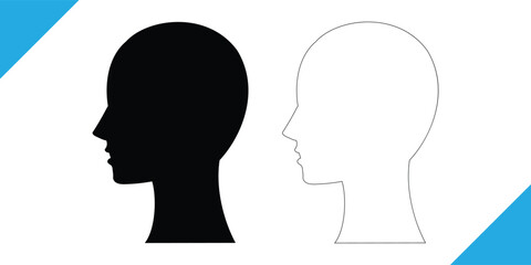 Vector art of a human head profile silhouette isolated on white background