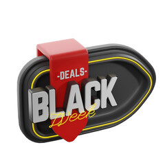 Black Week with deal label. 3d illustration.