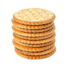 A stack of round cracker cookies, isolated PNG transparent background