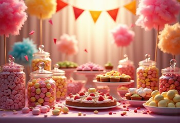 vibrant candy displays colorful decorations delightful sweets festive celebrations party treats tempting arrangements, brightness, joy, gift, goodie, ocean