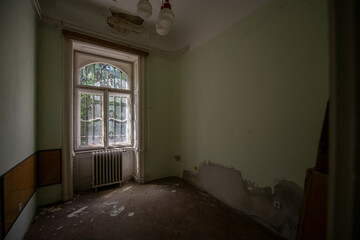 Abandoned Historic Palace with Weathered Architecture and Atmospheric Decay