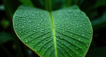 Dew Drops on Lush Green Leaf - Nature Photography