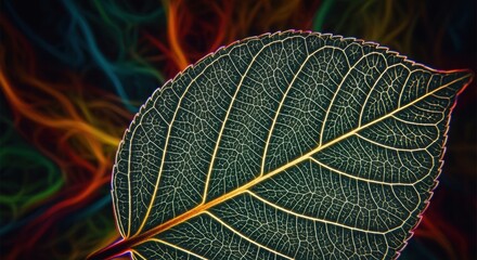 Vibrant Leaf Vein Macro, Nature Art - Macro Photography