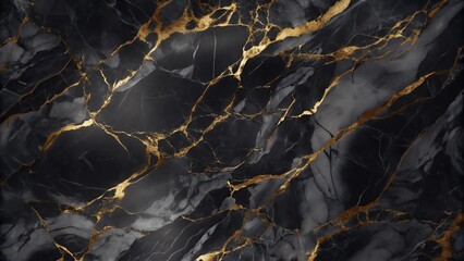 Luxurious Black and Gold Marble Texture with Veining