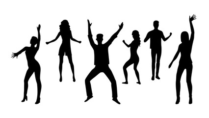 Fototapeta premium Dancing Silhouettes PNG – Dynamic Dance Poses Collection, Solo & Group, Transparent Background Vector