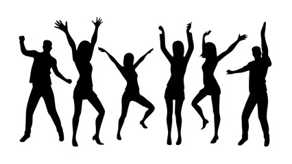 Fototapeta premium Dancing Silhouettes PNG – Dynamic Dance Poses Collection, Solo & Group, Transparent Background Vector