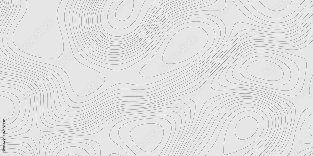 Fototapete grey color topography line geographic map wavy pattern modern design with cartography background, co