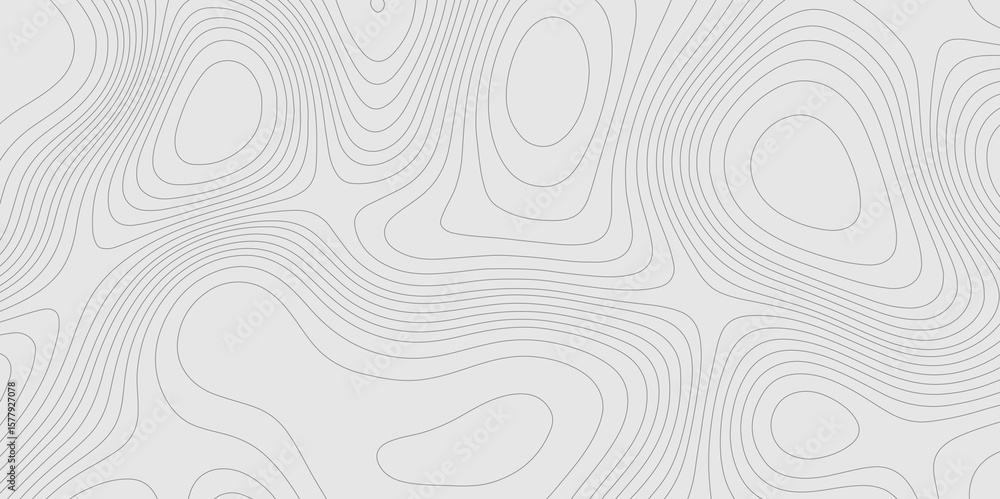 Poster Grey color topography line geographic map wavy pattern modern design with cartography background, contours isolated on curve lines in beige pattern terrain texture grid map abstract background.