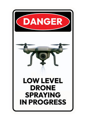 Drone Spraying Warning Sign – Low Altitude Agricultural Hazard Plate – High Quality Stock Image