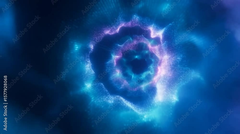 Poster visual journey through a mesmerizing cosmic cloud with vibrant colors and dynamic energy generative 