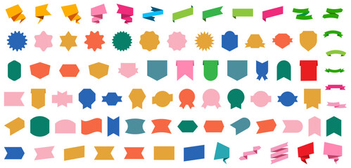 Collection of flat design banner shapes offers versatile elements for web design, user interfaces and colorful graphic compositions