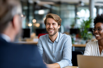 Workplace Dynamics: Capturing a moment of interaction between colleagues, the image captures the essence of a professional environment, revealing a story of collaboration and communication.