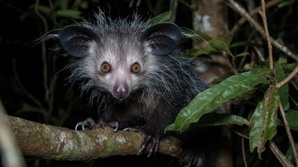 Naklejka premium Nocturnal creature in jungle