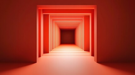 Fototapeta premium Abstract Red Corridor Digital Art 3D Render