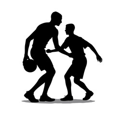 Obraz premium Two basketball players competing in a silhouette style concept 