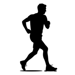Naklejka premium Silhouette of a man jogging with determination on a white background 