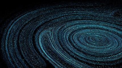 Abstract top down design of glowing plankton flow glowing spiral motion dark water ideal for marine science backgrounds or futuristic ocean visuals