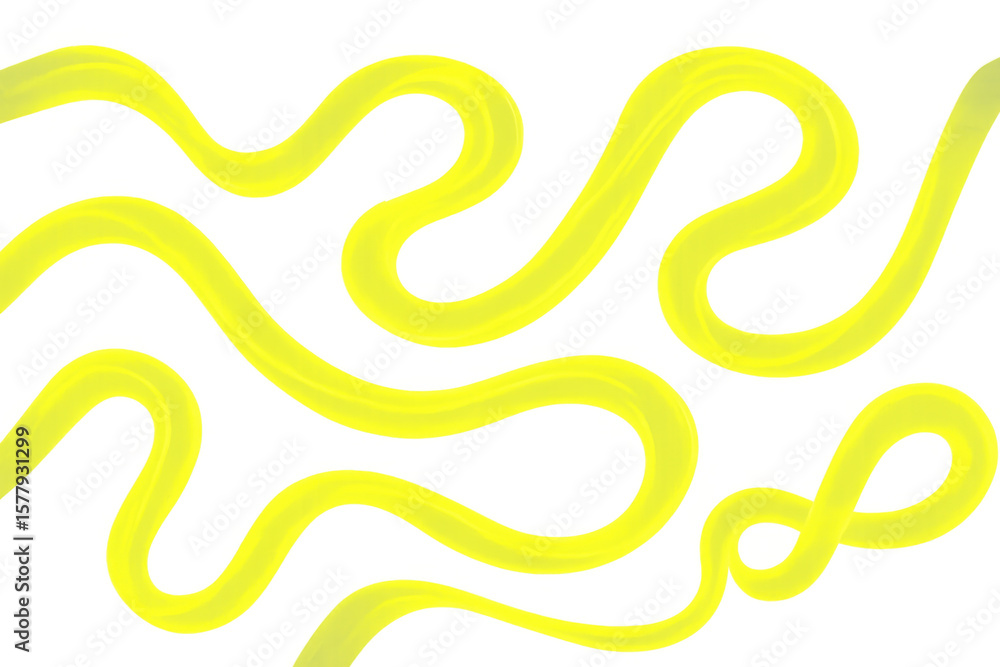 Poster vibrant yellow curves sweeping across transparent backdrop, generating dynamic visual energy with sl