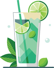 Cocktail Olive Garnish Presentations Refreshing Lime Mojito Cocktail in Tall Glass with Mint Leaves and Lime Wedge Garnish