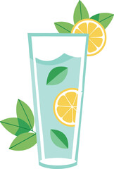 Cocktail Olive Garnish Presentations Refreshing Lemon and Mint Drink in Tall Glass, Summer Beverage Illustration, Healthy Lifestyle Concept