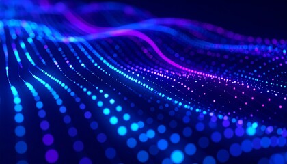 Glowing Digital Dots and Circular Patterns in Blue