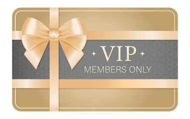 Personal VIP card of the client in platinum color, tied with a ribbon and a cream bow, for business and corporate invitations