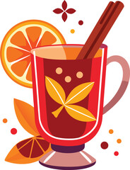 Cold Pressed Juice Variations Aromatic Mulled Wine in a Glass Mug with Cinnamon Stick and Orange Slices for Winter...