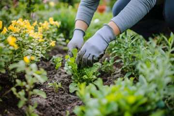 woman planting flowers