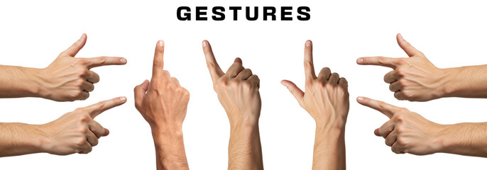 Hands pointing finger direction symbol gesture illustration communication on transparent background