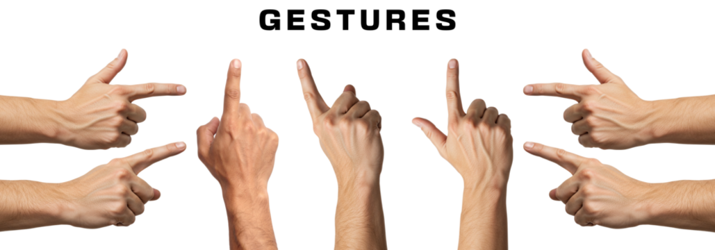 Hands pointing finger direction symbol gesture illustration communication on transparent background