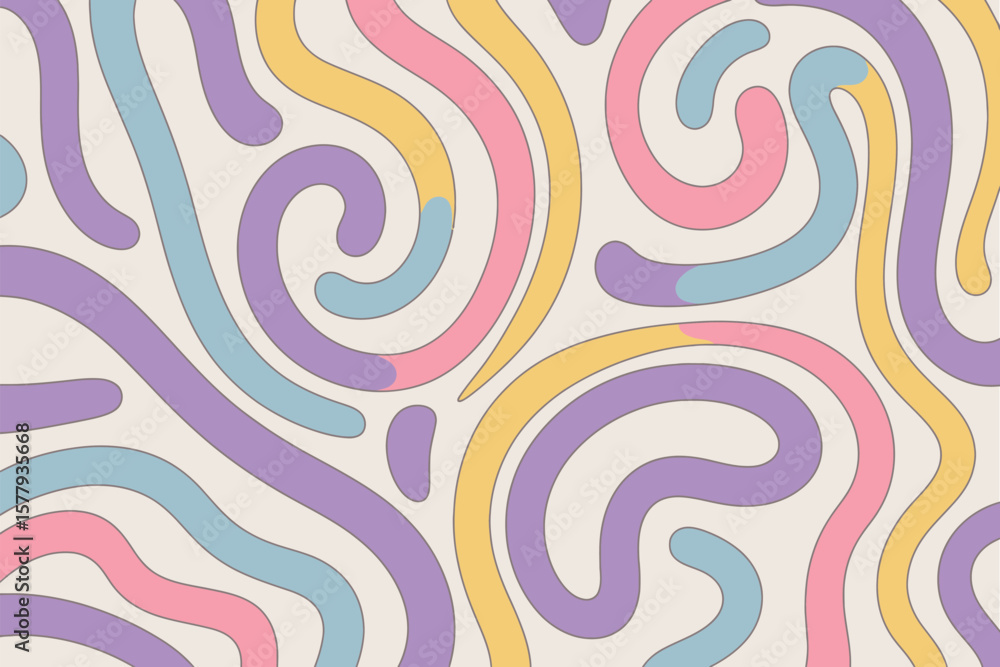 Aufkleber a pastel colored abstract pattern with wavy lines and swirls on a cream colored background design ar
