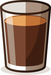 Cold Pressed Juice Variations Delicious Dark Coffee in a Glass, Refreshing Drink, Brown Beverage, Simple Illustration, Cafe Menu Design...