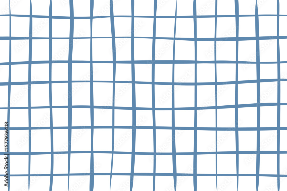 Fototapete a simple hand drawn blue grid pattern on a white background with slightly uneven lines and spacing d
