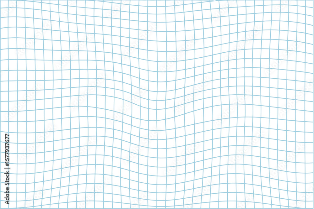 Fototapete a light blue grid with a subtle wave pattern creating a distorted perspective on a white background