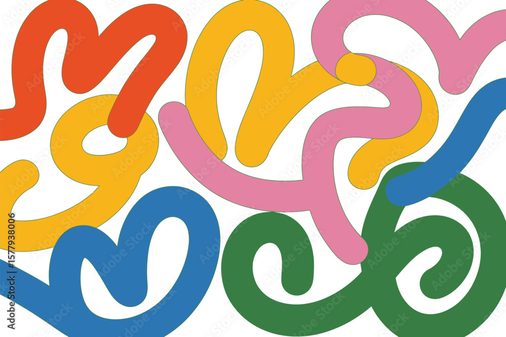 Fototapete abstract colorful shapes overlapping on a white background creating a playful and modern design elem