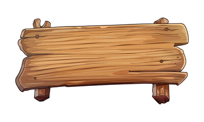 Cartoon wooden hanging signboard with rustic plank banner vector