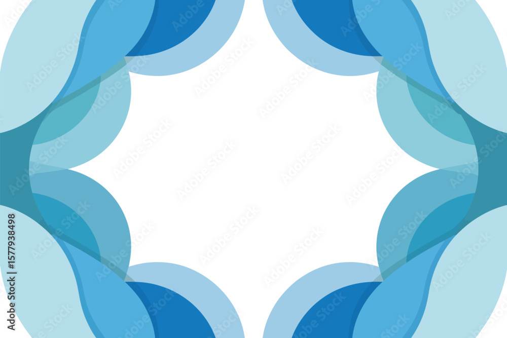Aufkleber abstract design featuring overlapping blue toned circles creating a frame on a white background