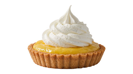 Lemon Tart with Whipped Cream Isolated on Transparent Background PNG