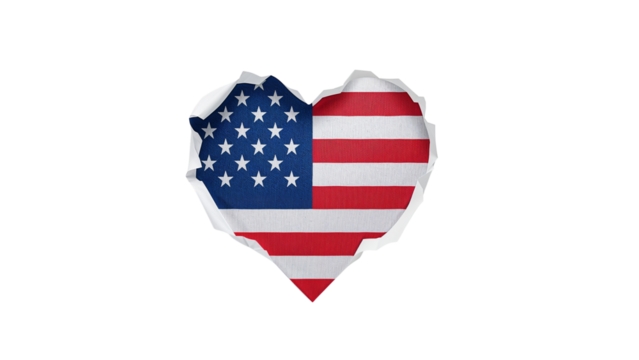 Heart Shape with USA Flag Isolated on Transparent Background PNG - Powered by Adobe