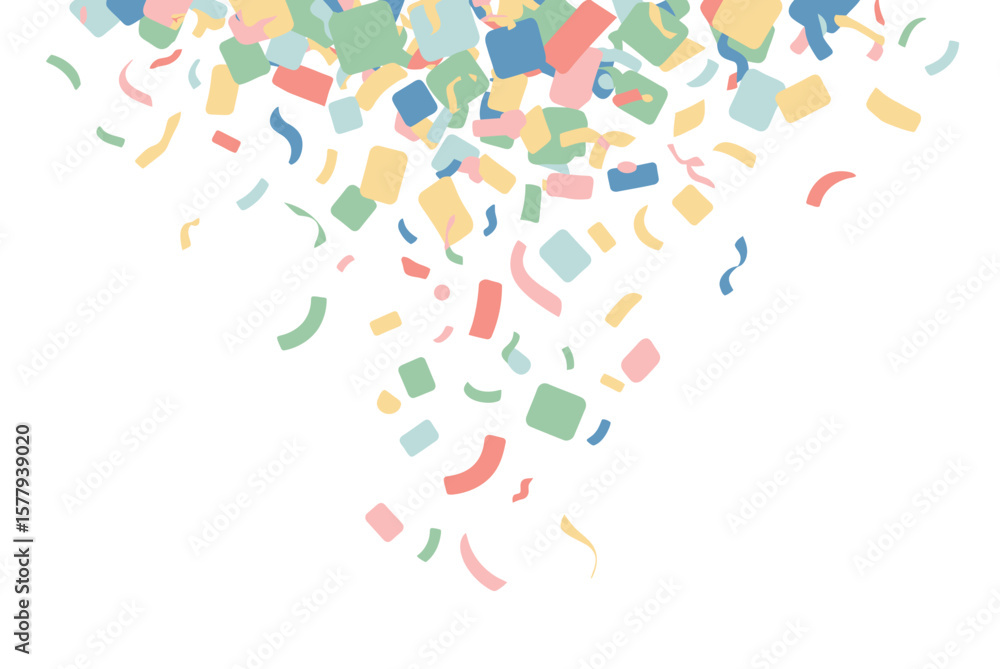 Poster a festive display of colorful confetti falling against a clean white background creating a joyful mo