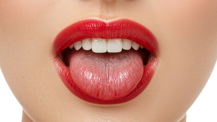 Naklejka premium Woman with Red Lips Isolated Transparent Background PNG