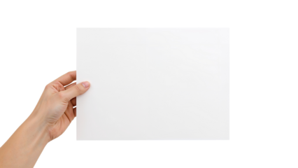 Hand holding blank paper Isolated on Transparent Background PNG