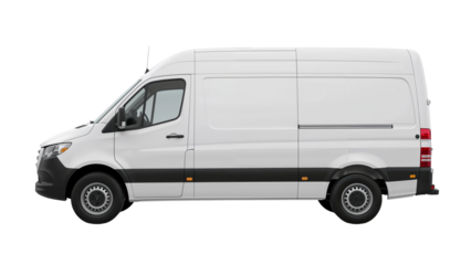 White Van Isolated on Transparent Background PNG

