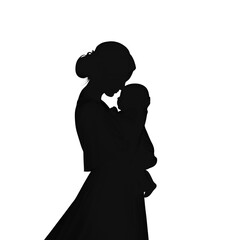 Silhouette of a Mother Holding Her Baby