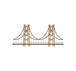 Obraz premium A charming graphic of a suspension bridge ideal for travel brochures and city themed designs with a light and modern aesthetic.
