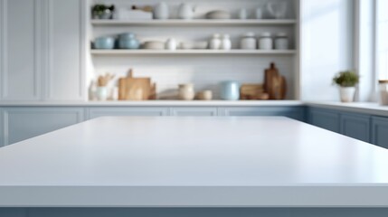 Clean modern kitchen with white countertop – concept for interior design, lifestyle and culinary inspiration