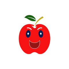 Cute apple fruit icon, simple flat style, vector illustration, symbol, design logo template pictogram, for ui or ux isolated on white for mobile app, editable